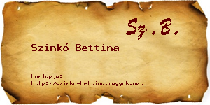 Szinkó Bettina névjegykártya
